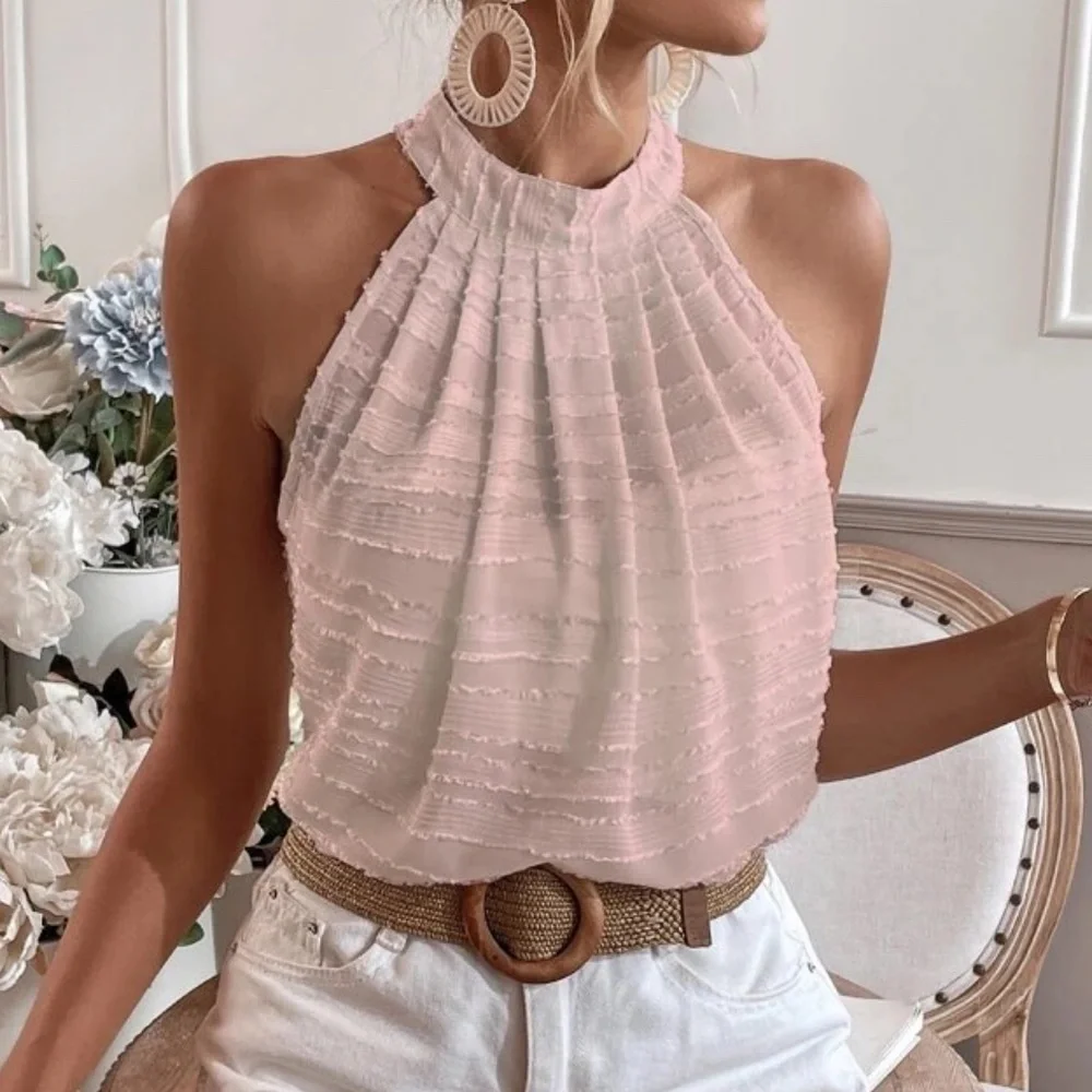 Boho Textured Minimalist Halter Top - Picture 8 of 13